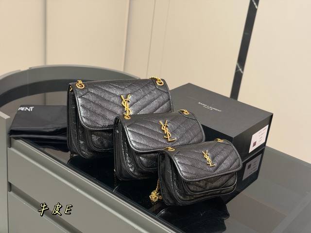 配折叠盒 Size：19Cm 24Cm 28Cm 高定版 Niki Ysl Niki 牛皮料软糯质感 进口褶皱纹！