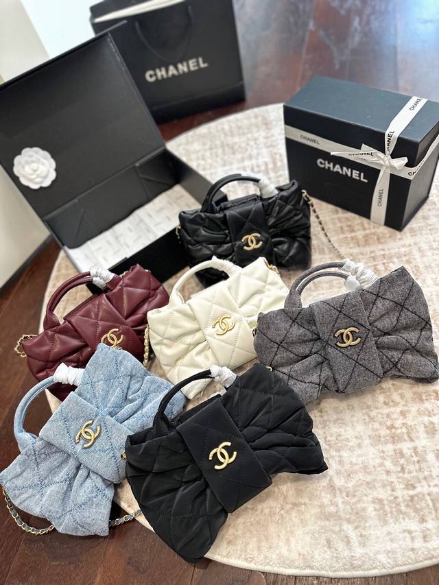 折叠礼盒包装 Size：23Cm Chanel香奈儿 25K新款蝴蝶结链条包