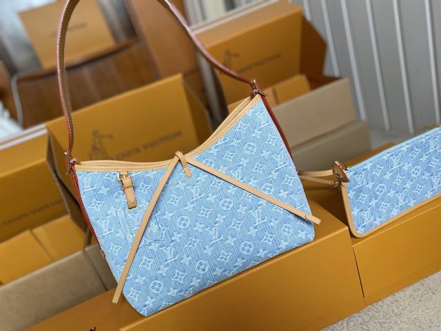 顶级原单 M11462 浅蓝色 支持Nxp芯片感应 动态芯片Carryall pm 手袋 本款 Carryall 中号手袋融合 Monogram Demin 帆