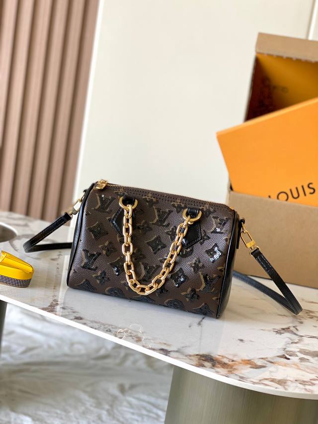 特级Mb163C芯片版原厂皮 本款 Speedy Bandouliere 20 手袋 型号：M26314老花亮片 材料：A级全钢五金，进口原厂牛皮 包装：全套原