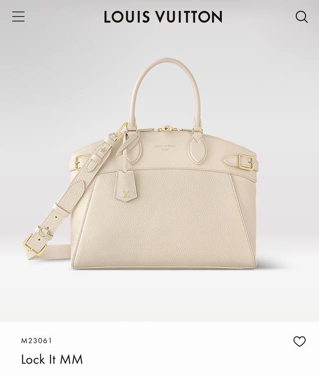 M22914黑色 M22925棕色 M23061米白 M22927灰褐 色 顶级原单 精致实用的Lock It Mm包袋采用精致的粒面Taurillon皮革和光