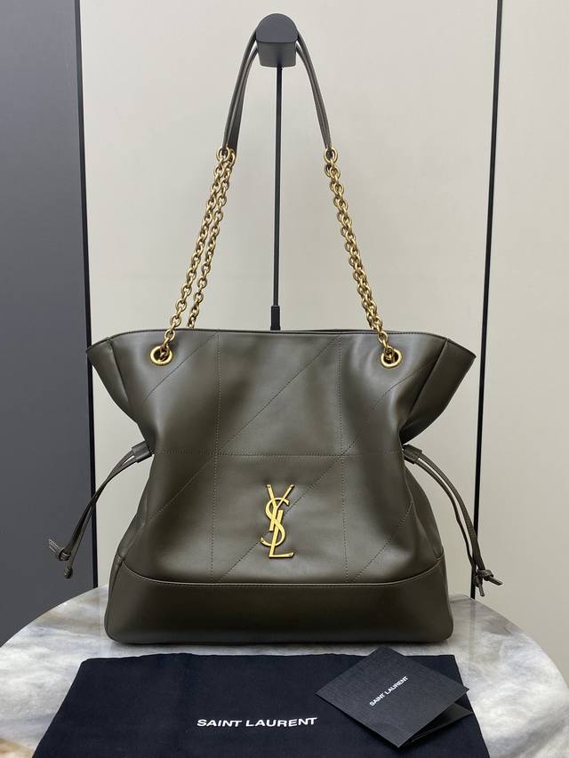 原厂皮 大号 绿羊皮 古金 全新升级版Ysl 新款Jamie 4.3 Large pochon羊皮腋下包 设计师真的太懂消费者需要什么了吧很多托特包的设计都没法