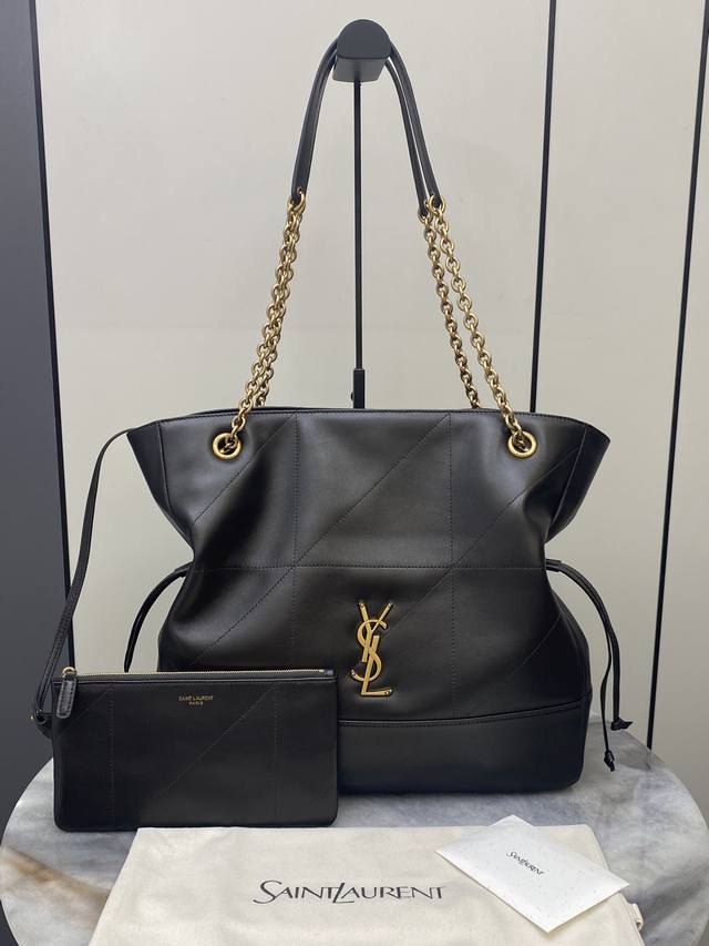 原厂皮 大号 深咖啡羊皮 金 全新升级版Ysl 新款Jamie 4.3 Large pochon羊皮腋下包 设计师真的太懂消费者需要什么了吧很多托特包的设计都没