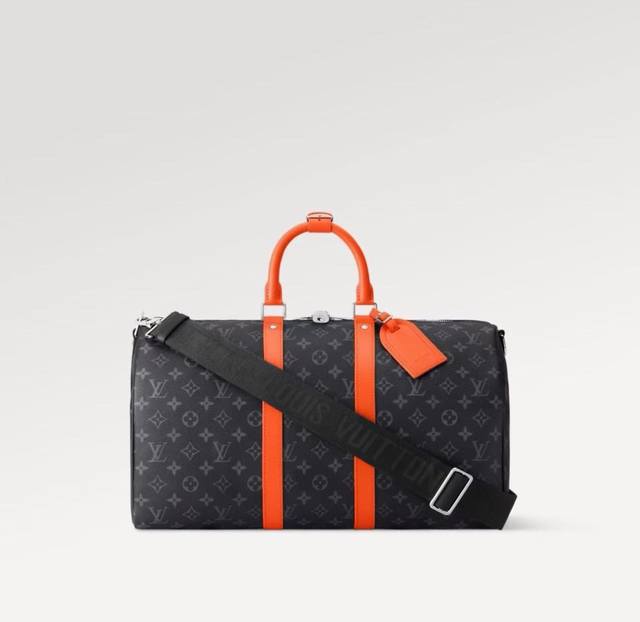 M15251黑花橘红45Cm 163C01变码芯片 本款Keepall BandoulièRe45旅行袋取材Monogram Edipse帆布，以明丽色调勾勒皮