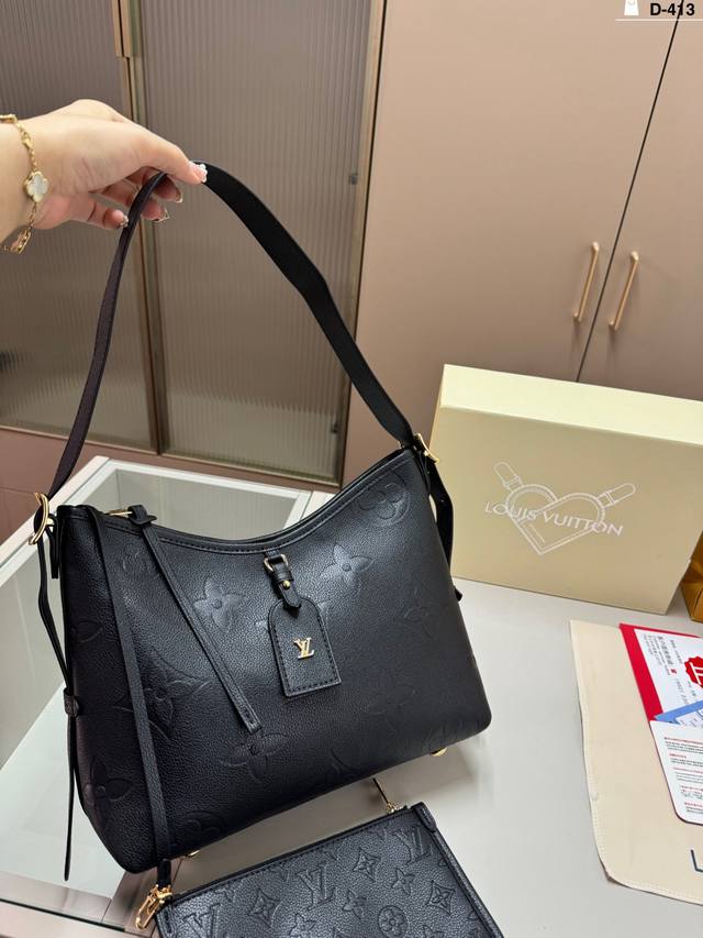 芯片版本 D-413尺寸27×20折叠盒 Lv路易斯威登Carryall购物袋 手提单肩斜挎托特包新款购物袋 随便搭配一款小裙子都很出片