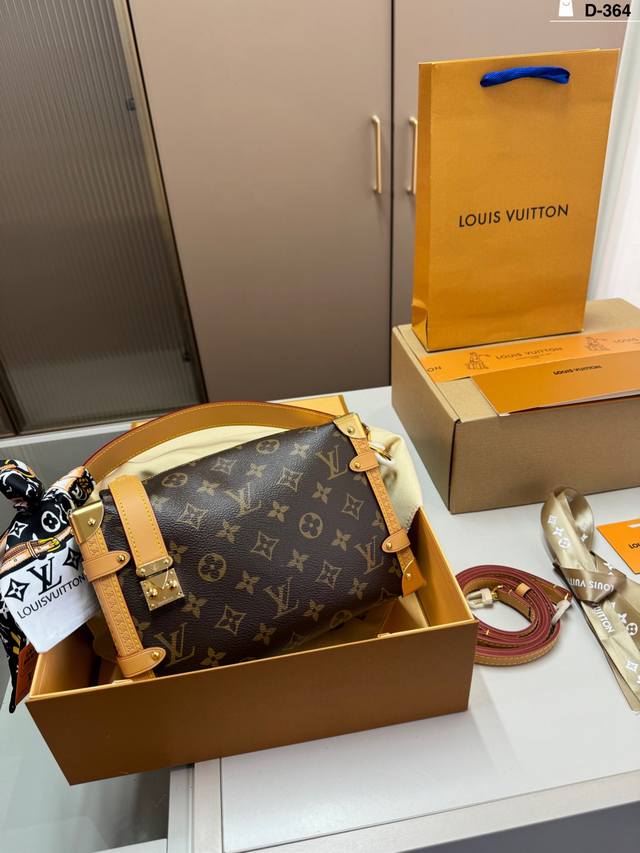 芯片版本 D-364尺寸24×15折叠盒飞机盒 Lv Side Trunk 软盒子 软箱子 Side Trunk Lv老花软盒子包，谷爱凌同款，绝美时尚单品，手