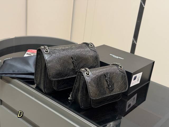 配折叠盒 Size：24Cm 28Cm 高定版 Niki Ysl Niki 牛皮料软糯质感 进口褶皱纹！