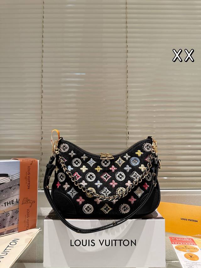 Lv牛角 Bling Bling刺绣串珠打钉面料双盒26Cm