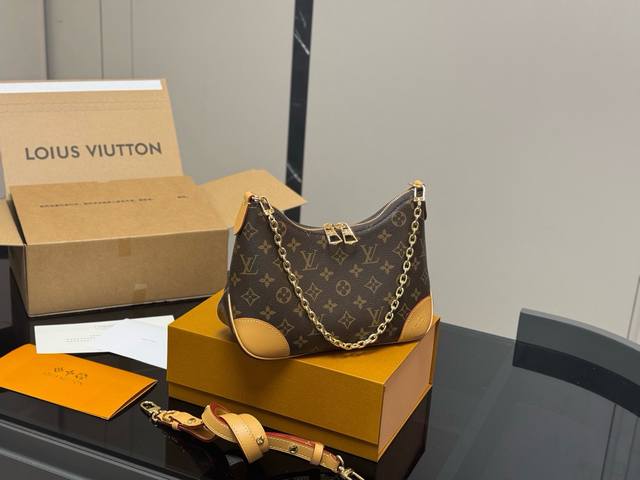 配折叠盒飞机盒 Size：29*16Cm Lv 中古款牛角包 原版五金！ 定制版直接采用黄皮 Vintage 经典单肩包 配置肩带链条 单肩斜挎都无敌好看百搭！