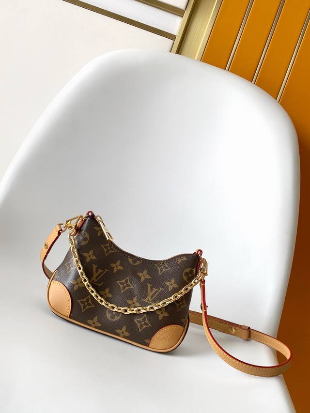 顶级原单 动态163 M25519 Boulogne Mini手袋取材经典 Monogram 帆布，肩带实现长短肩背和斜挎选择，取下即可化身链条包或手拿包。20