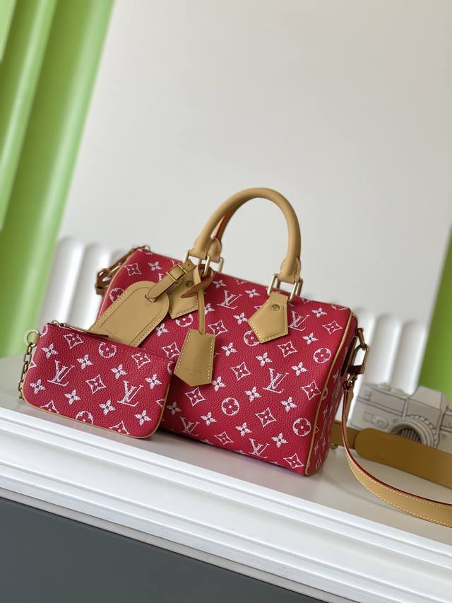 正品级 M24425红 25×15×15 Speedy p10 全皮枕头包 顶级原单 变码芯片