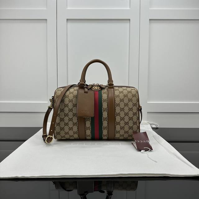 Gucci新款专柜品质，顶级原单货 原厂皮，原厂五金、实物实拍，款号：857595杏布棕皮 尺寸：W30Xh16Xd20Cm， DDD