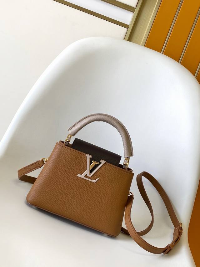 M12956浅咖 M12952啡色 M14176 棕色 特级原厂 动态163 本款 Capucines 中号手袋为华美 Taurillon 牛皮革渲染新季典雅色