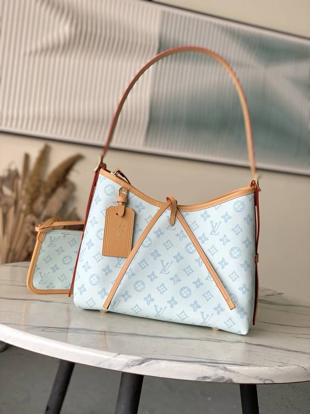 出厂价P 海外顶级原单 M27532 蓝 本款Carryall小号手袋身披 Monogram Origine Bleu Courrier图案帆布，令经典元素在复