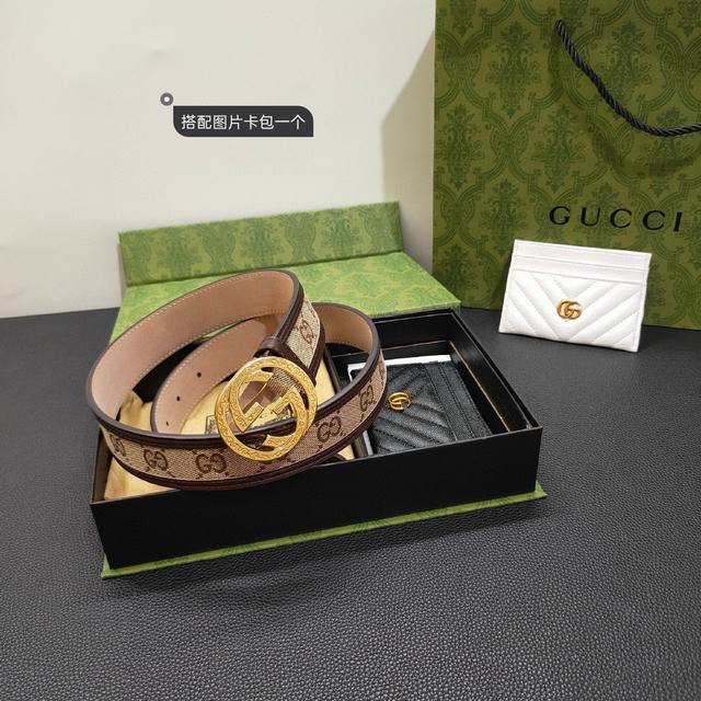 古奇官网同步高端专供货，搭配图片卡包，配图片款礼盒包装，官网同步原单面料，精细缝制，高端树膏磨砂底，看货看品质带宽3.5Cm，高清实拍大图，保质保量