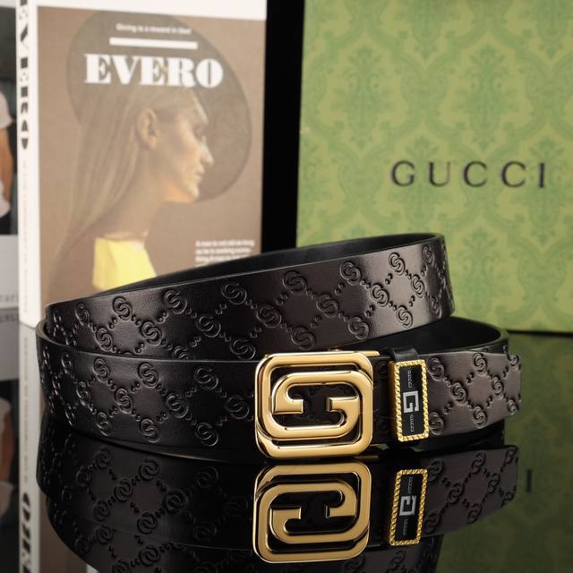 古奇新款,纯钢自动扣,宽度3.5Cm,高品质 无缝 衔接 缝制,进口原厂单层压花牛皮,金标logo标识,精品钢质五金搭配双面牛皮腰带 长度可自由裁剪 古奇新款,纯钢自动扣,宽度3.5Cm,高品质 无缝 衔接 缝制,进口原厂单层压花牛皮,金标logo标识,精品钢质五金搭配双面牛皮腰带 长度可自由裁剪