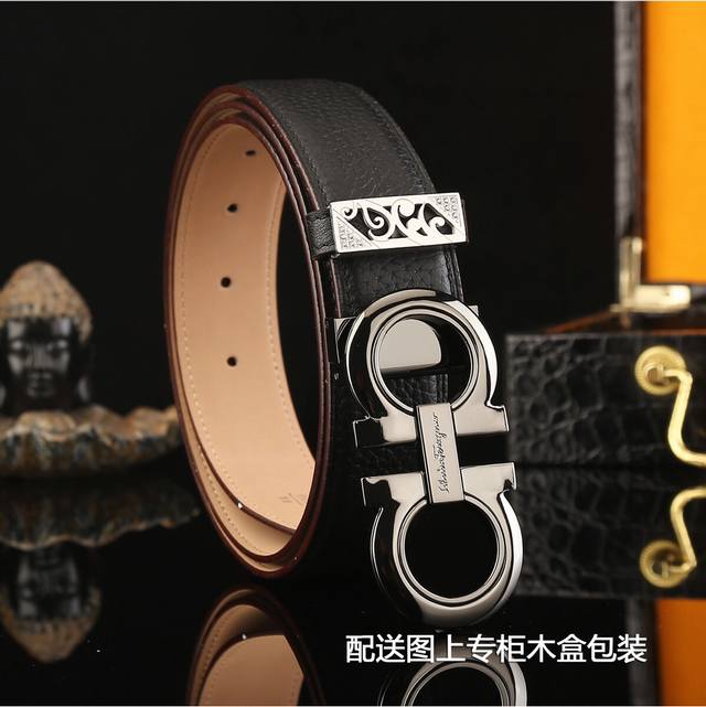 支持nfc芯片扫描 配全套包装 品牌：原单 扣头材质：精品实心钢扣 带身材质正面：35Mm宽度双面原版皮腰带，纯钢质五金扣头实物拍摄，送礼自用首选上身效果赞赞赞