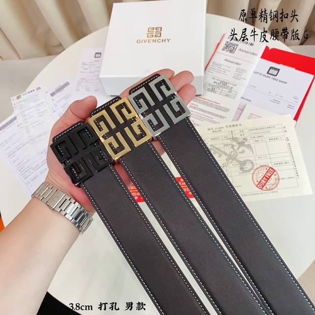 纪梵希家 原单新品 带身采用雙面意大利進口原廠牛皮纹 非市场普通版本 黑色经典配色 百搭适合各种场合 扣头精品设计注意细节 宽度3.8Cm 纪梵希家 原单新品 带身采用雙面意大利進口原廠牛皮纹 非市场普通版本 黑色经典配色 百搭适合各种场合 扣头精品设计注意细节 宽度3.8Cm