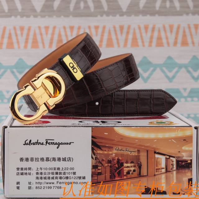 腰带皮带：菲拉格幕原单牛皮腰带 男款皮带：材质百分百头层牛皮腰带保证真皮皮带，专柜原单品质、做工精细，时尚大牌，送人自用首选包装： 请认准如图专柜包装赠送打孔器