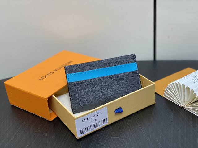 出厂价 顶级原单 M11471蓝色 卡包钱包系列 Porte Cartes Double 卡片夹 用monogram Eclipse Reverse帆布材料精心