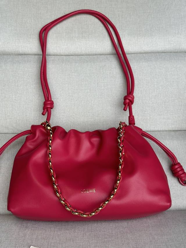 原厂皮 新品 1774 配套金屬鏈條+1條長肩帶 柔软纳帕羊皮革 Flamenco Purse 手拿包 大號30-10.5-20 Flamenco Purse