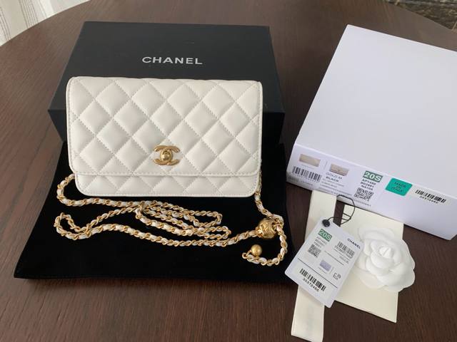 Ohanel 限量款20Ss 春夏 羊皮cf Woc 菱格包金珠金球可调节链条斜挎包 款号1450 尺寸：19.2*12.3*3.5