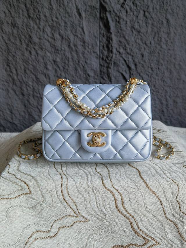 实拍as4385 珠光银 24新款小号珍珠方胖子 真正原厂山羊皮制作 市面最贵的五金套件 顶尖工艺