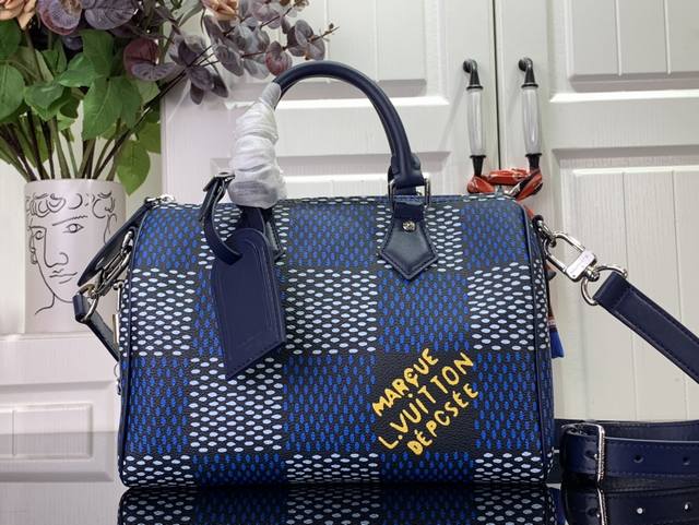 顶级原单 Speedy 25 Bandoulière 手袋 N40691 蓝色 格子 本款 Speedy 25 Bandoulière 手袋取材 Pharrel