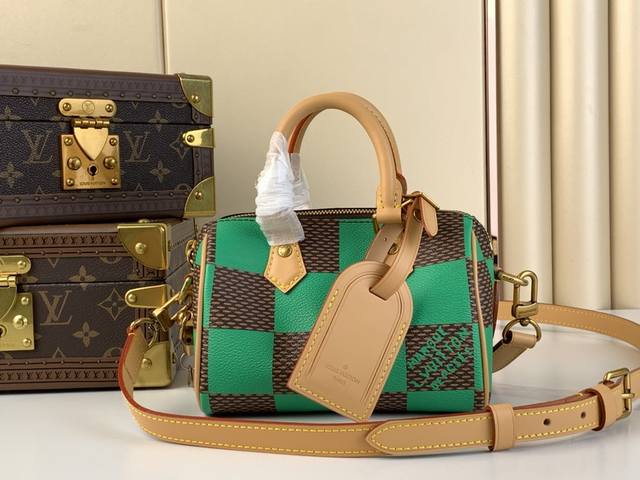 顶级原单复刻独家实拍 Speedy 18 Bandoulière Damier Pop 手袋 N40611红色 N40534绿色 N40595蓝色 Speedy