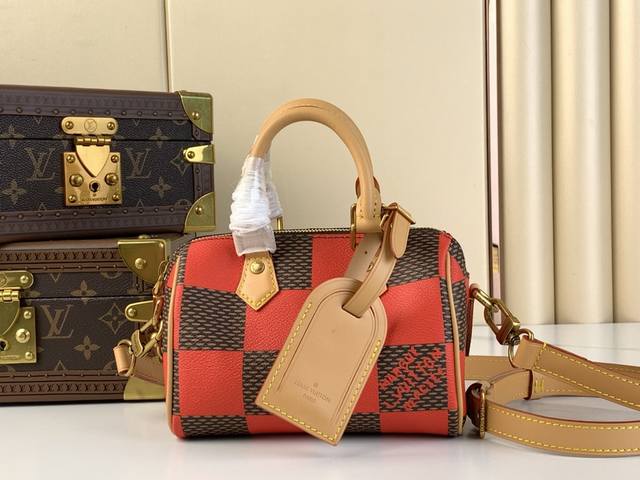 顶级原单复刻独家实拍 Speedy 18 Bandoulière Damier Pop 手袋 N40611红色 N40534绿色 N40595蓝色 Speedy