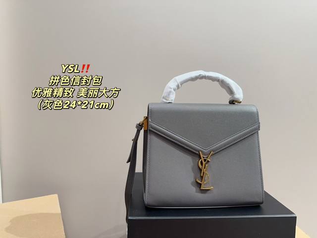 配盒尺寸24.21 Ysl斜挎手提包 轻松演绎复古时髦 包型挺阔，简约而不简单不需要过多的装饰，日常搭配西装和t恤，就能将高级感体现的淋漓尽致！