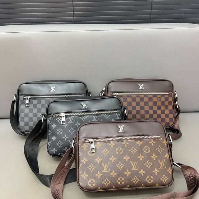 Louisvuitton 路易威登 印花单肩斜挎包 男士相机包采用精湛镶嵌细工，实物拍摄 原厂原版面料 配送小票 防尘布袋 19 X 27 Cm。
