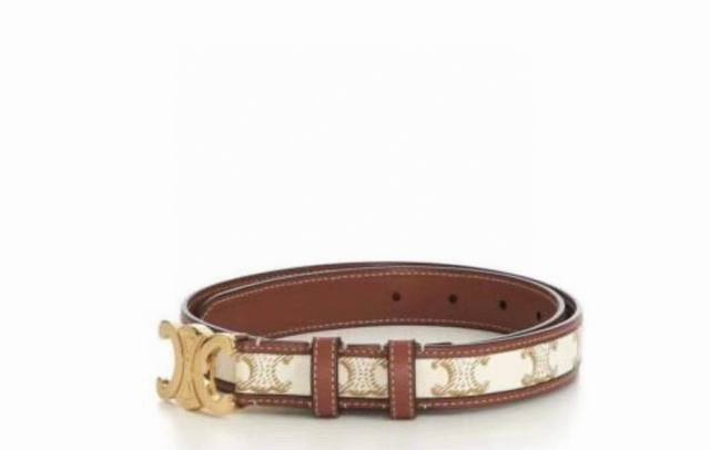 Celine2.5Cm女士织物牛皮革腰带 无法抵抗的celine凯旋门皮带 缝边设计 官网新配色 一眼心动 超百搭 时尚博主人手一条 皮带腰带