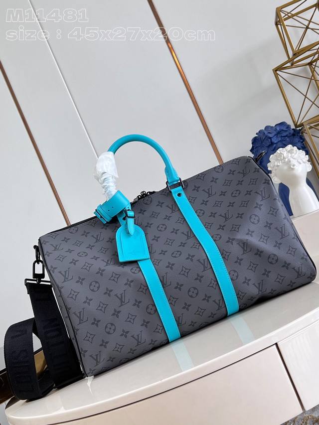 顶级原单 独家实拍 M11481灰花 45Cm 本款 Keepall Bandoulière 45 旅行袋取材 Monogram Eclipse Reverse