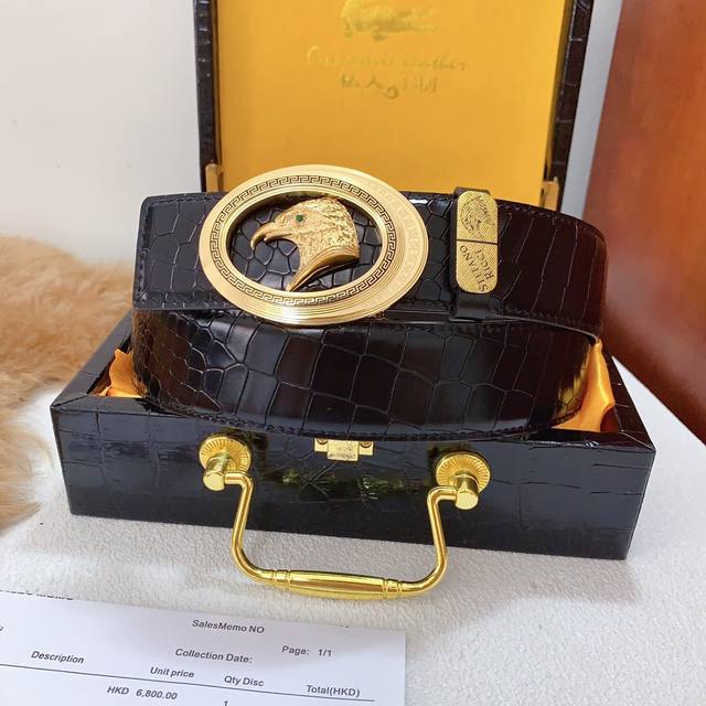 配高定木箱包装，好货推荐 ╯史蒂芬高端货系列，同步新款，立体开模，看图看质量，真空电镀五金扣件，厚实皮料质感超赞，宽度3.8Cm 专柜最新版买版开模定制