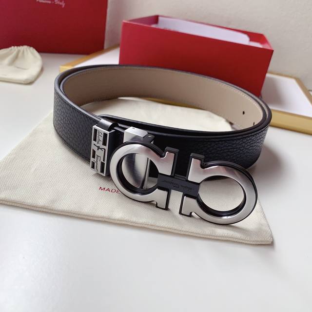 配正版包装菲拉格慕官网同步新款，原单镀钯精品扣，意大利进口皮系列，原单定制牛皮，清晰皮纹质感柔软，请看图片认细节，品质保真，宽度3.4Cm 高清实拍大图