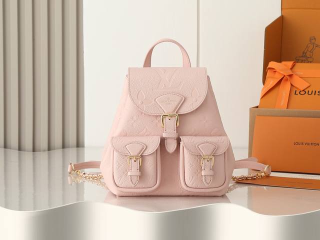 变码芯片版顶级原单！加强版m 72黑色 M47106奶白 M 74粉色 顶级原单本款 Backu 双肩包取材 Monogram Empreinte 牛皮革，低调