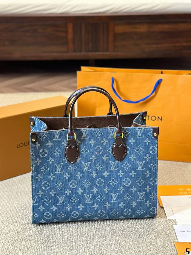 牛仔 Lv 托特手提包 可手提 单肩尺寸33 25Cm