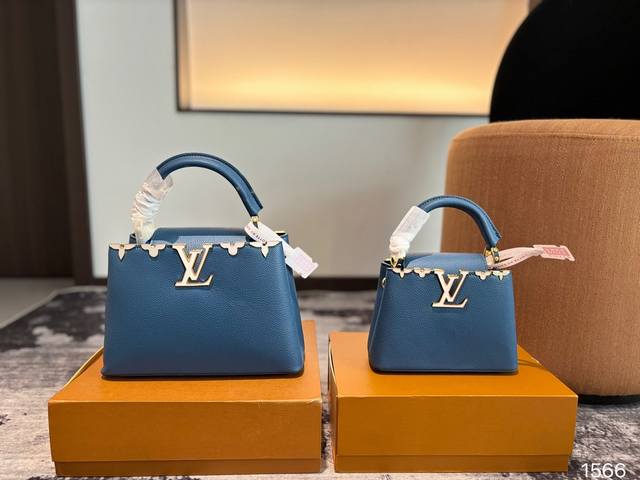 折叠盒 Lvcapucines 贵妇包 金色扣五金，超繁琐制作工序，女王范儿必备，Mini款独特超宽背带，经典大logo设计，结合monogram经典小花元素简