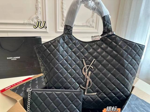 飞机盒 Size:38×35 Ysl圣罗兰新款icare购物袋 简洁大方的造型，加上经典logo 让整个包显得高级大气上档次！ 内部超大拉链式贴袋， 搭配一个可