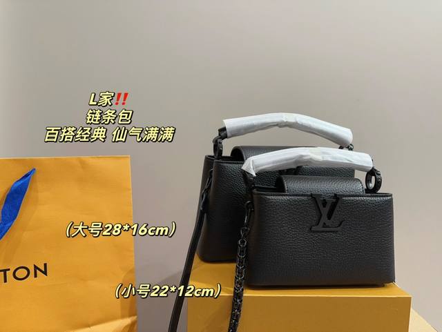 大号 配盒尺寸28.16 小号 配盒尺寸22.12 Lv 链条包 百搭经典 精致的一只 真的超级无敌巨可爱 仙气满满 小姐姐日常必入款