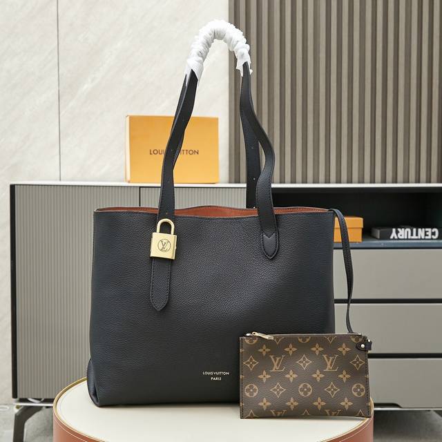 独家实拍 M25341 黑色 M25342 棕色 M25343栋石绿 2024最新秋冬新款，Low Key Cabas Ys中号手袋以柔软粒面牛皮革包裹绒面皮革