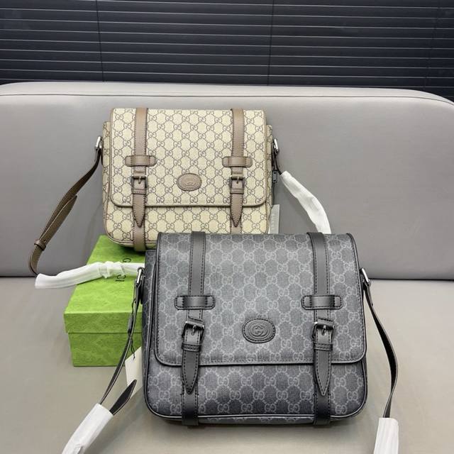 Gucci 古奇 Gg印花邮差包 翻盖单肩包 单肩包 男女同款 经典logo搭配原厂工艺材质 休闲百搭斜挎背包 采用精湛镶嵌细工，实物拍摄 原厂原版面料 配送防