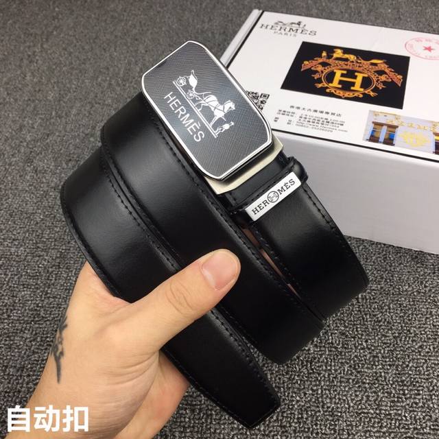 品牌：爱马仕.Hermes自动扣 型号：原单！认准如图专柜正品包装 等级：意大利进口头层牛皮，自动扣，Hermes.爱马仕，世界著名奢侈品品牌，国外专柜有同款时