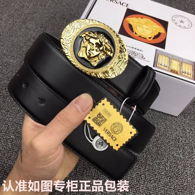品牌：Versace.范思哲 型号：原单！请认准如图专柜包装 等级：意大利进口百分百头层牛皮，范思哲.Versace，世界著名奢侈品品牌，美人头经典之作，进口头