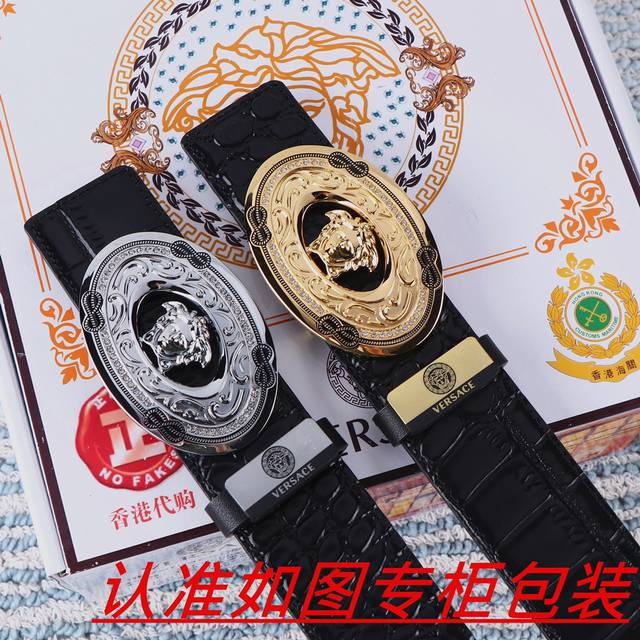 男士腰带：范思哲 原单 男士皮带：百分百头层牛皮，保证真皮。24K纯钢扣双面可用专柜同等质量， 送人自用首选 包装： 请认准如图专柜包装，赠送打孔器，银联发票，