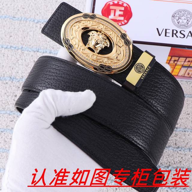 品名：范思哲 腰带原单 皮带 材料：百分百头层牛皮，保证真皮。24K纯钢扣双面可用专柜同等质量， 送人自用首选 包装： 请认准如图专柜包装，赠送打孔器，银联发票