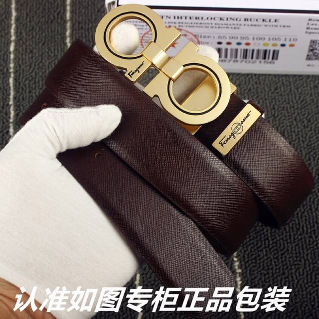 品名：菲拉格木原单 型号：请认准如图专柜包装，赠送打孔器 材料：百分百头层牛皮，保证真皮。24K纯钢扣双面可用专柜同等质量， 送人自用首选 包装： 请认准如图专