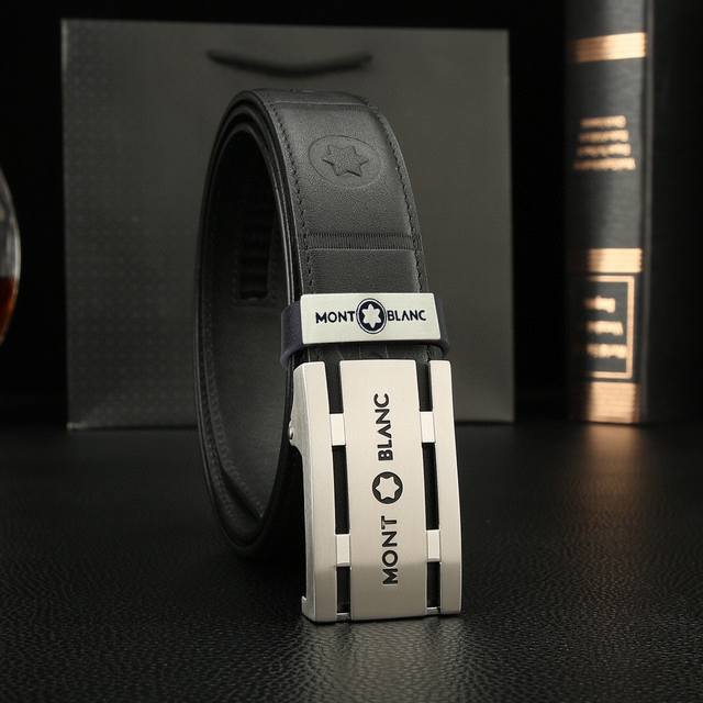 顶级原单复刻 ，配送专柜全套礼盒包装万宝龙秘原单高端品质专柜官网同步支持nfc感应宽度3.5Cm精美自动扣头自动带身-意大利进口头层小牛皮原版花纹纹理消晰真实感