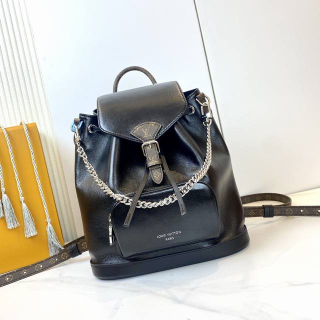 顶级原单,变码芯片,头层小羊皮,M12587,Louis Vuitton Montsouris 品牌徽标磁扣开合 羊皮革 双肩包 女款 黑色,本款montsou 顶级原单,变码芯片,头层小羊皮,M12587,Louis Vuitton Montsouris 品牌徽标磁扣开合 羊皮革 双肩包 女款 黑色,本款montsou